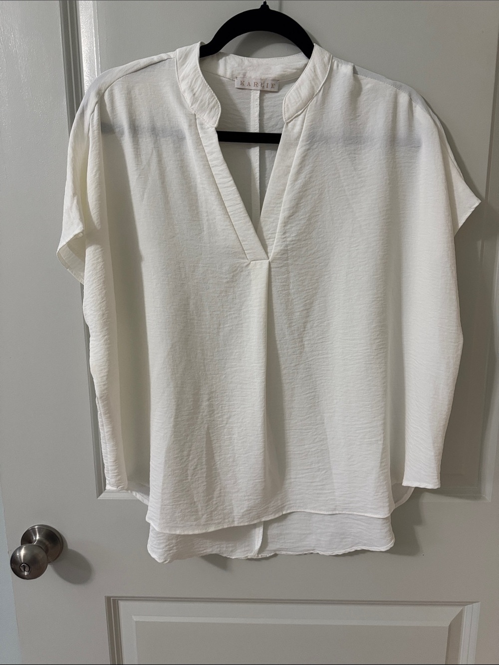 Karlie Cream V-Neck Split Tunic Top